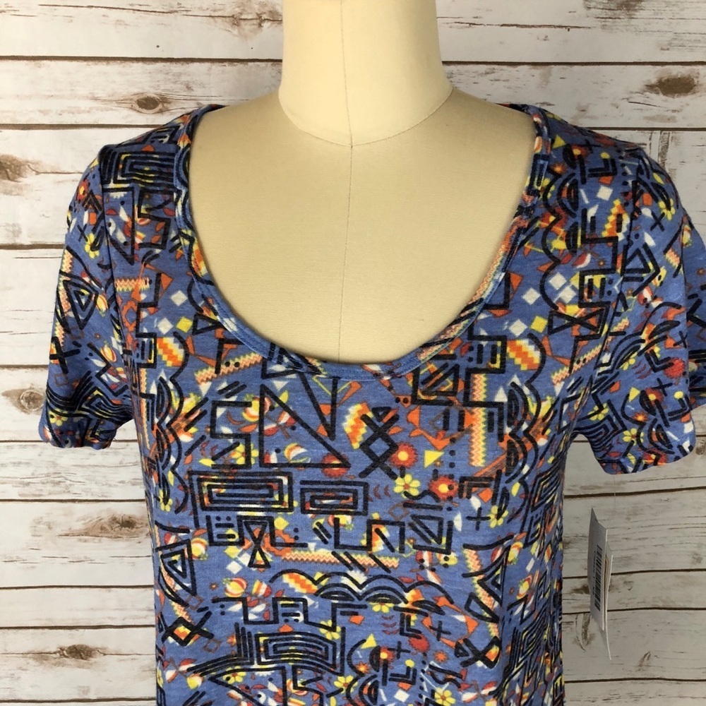 LuLaRoe Blue, & YellowGeometric Classic T Top - Picture 3 of 6